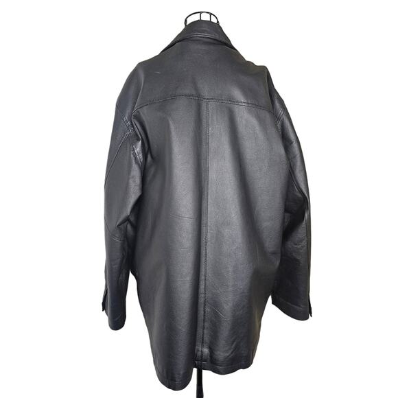 PELLE CUIR Black Smooth Leather COAT Lining Men's size XL Gift - Picture 4 of 10